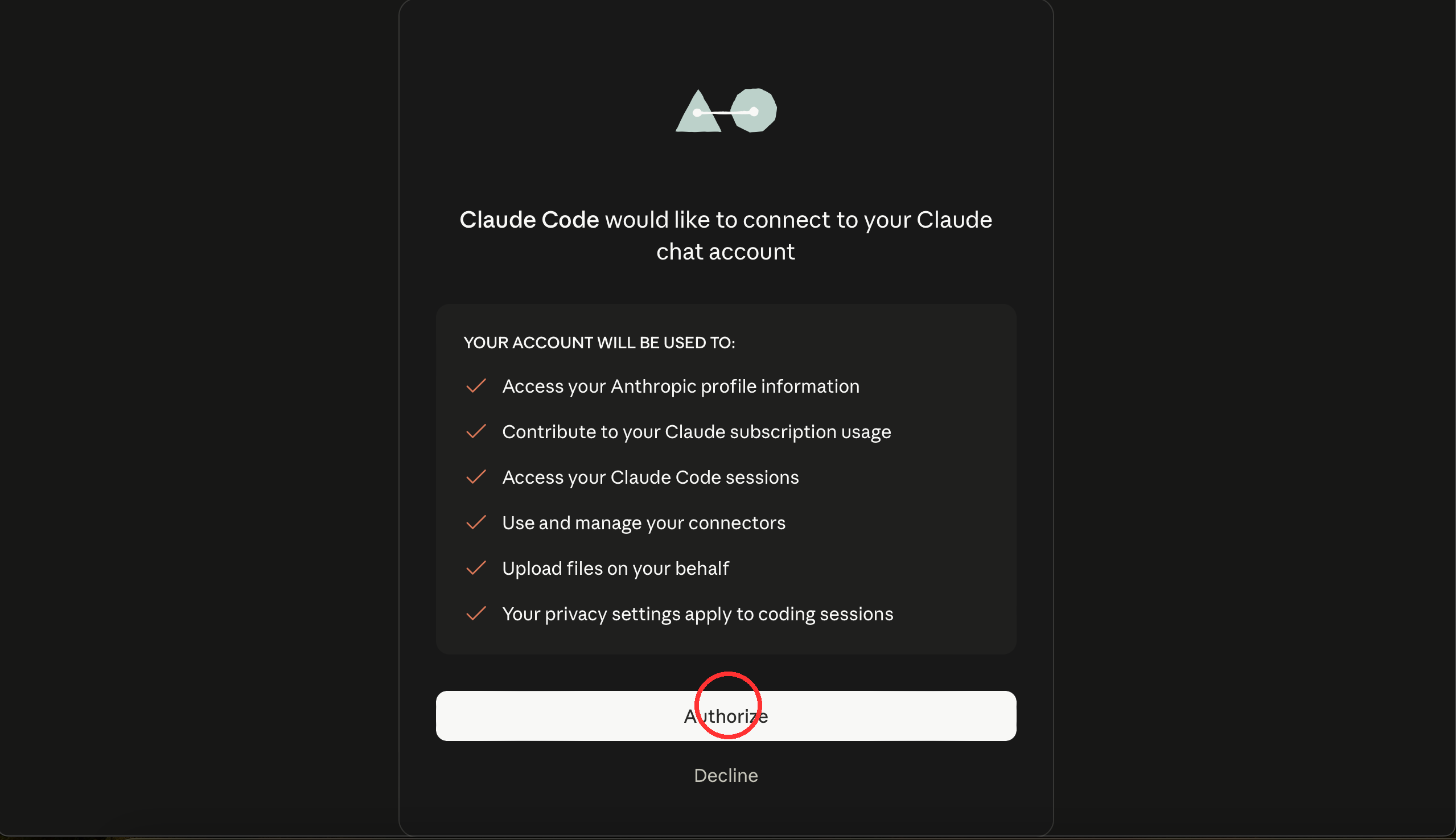 Браузер — окно авторизации Claude Code