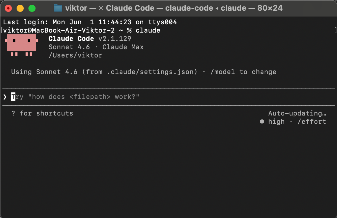 Стартовый экран Claude Code